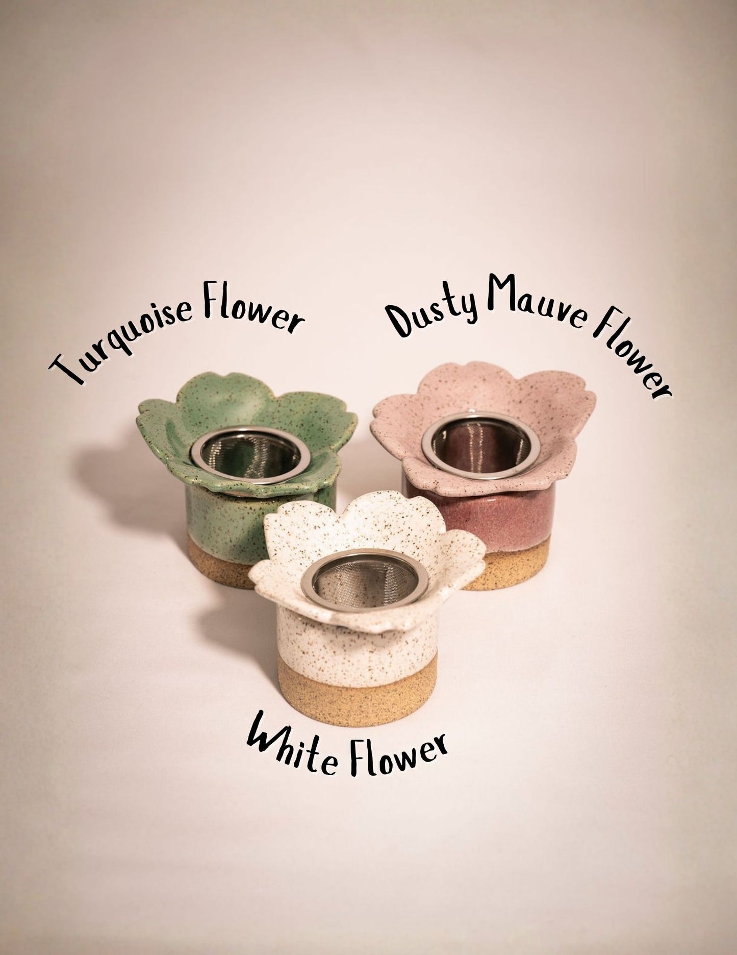 Complete Tea Steeping Set: Handmade Ceramic Strainer & Drip-catcher Ramekin